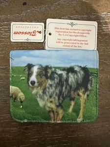 Australian Shepherd Dog Bejeweled Fashion Mini Wallet Trifold Dog Puppy Wallet - Picture 1 of 12