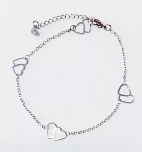 Tobillas o pulseras de plata para mujer joyería de corazón acero inoxidable - Imagen 1 de 3