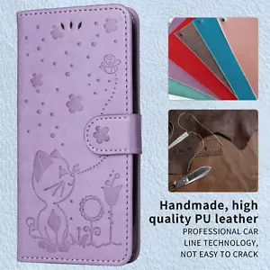 For Huawei Honor 90 X6A Cat Shockproof PU Leather Wallet Case Phone Case Cover - Picture 1 of 18