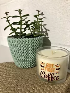But First Coffee 8oz Soy Glass Jar Candle Coffee Lovers-Scented-Coffee Gift Idea - Picture 1 of 1