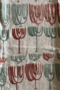Vtg Linen Wineglass Fabric Sputnik MGM Jetson Era 46x54” RARE Perfect 4 Pillows - Picture 1 of 8