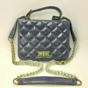 Women Shoulder Purse Crossbody Copper Chain Bag Blue Gold-Tone Luxury Handbag - Picture 1 of 11