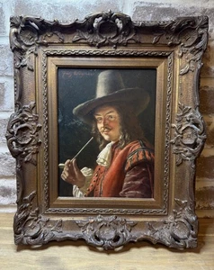 Original Ölgemälde von Fritz Wagner Eine Rauchszene genießen Wandbild signiert - Bild 1 von 5