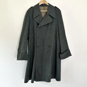 VIntage Swiss Wool Double Breasted Trench Coat Army Military 46N - Picture 1 of 11