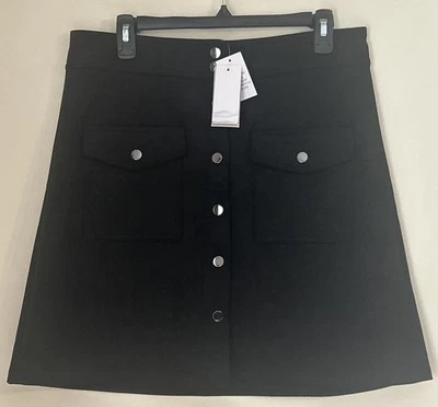 Philosophy Women’s Black Skirt Button Down 10 Faux Leather - Imagem 1 de 4