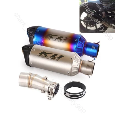 Tubo medio de escape con punta de silenciador azul deslizable para Kawasaki Ninja 300 EX300 2013-2018 Foto 1 de 4