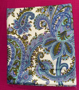 Tissu vintage coton glacé décor indienne bleue   larg 110 cm x H 120 cm  C885 - Picture 1 of 6