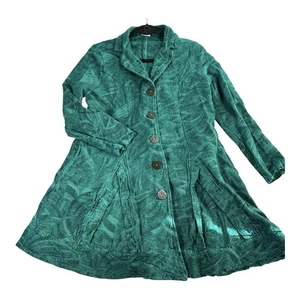 CMC Color Me Baumwollmantel Damen M Blumen Brokat Gobelin Grün Samt Lagenlook - Bild 1 von 8