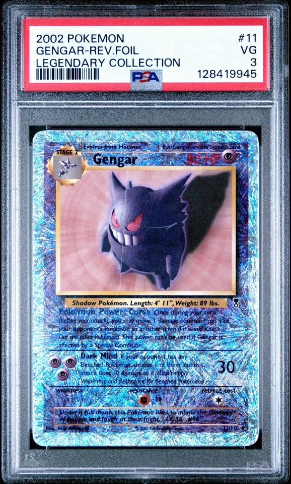 2002 POKEMON LEGENDARY COLL #11 GENGAR-REVERSE FOIL PSA 3 💎 - Image 1 of 1