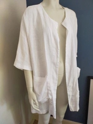 WHITE LINEN MADE IN ITALY JACKET KIMONO ONE SIZE NEW WITH TAG - Image 1 of 4