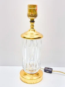 Vintage WATERFORD Carina Ireland Crystal Brass Table Lamp No Shade 10.5" - Picture 1 of 8