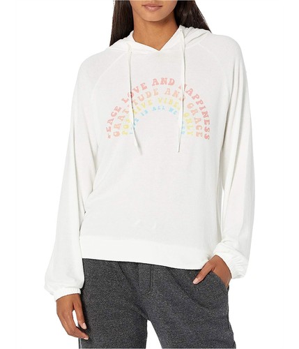 OFF WHITE P.J. Salvage Felpa con Cappuccio Donna Peace Love Avorio M