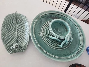 Frog Serving Dishes Chip And Dip And Hordurves Plate Johnnie Hughes - Picture 1 of 13