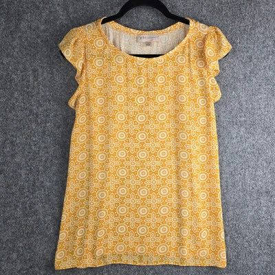 Top Philosophy para mujer M amarillo mostaza cuello redondo manga corta mezcla de rayón Foto 1 de 4