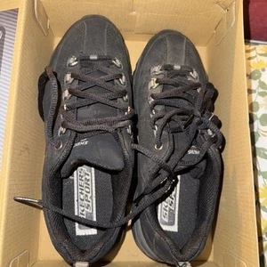 SKECHERS SPORT WOMEN SNEAKERS SIZE 7.5 BLACK WALKING LEATHER SHOES - Picture 1 of 6