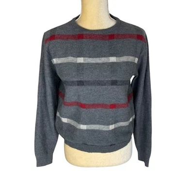 Suéter Pendleton Gris Lana Virgen Cuello Redondo Rojo Blanco Azul Rayas Para Mujer M Foto 1 de 4