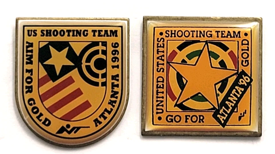 Lote 2 prendedores del equipo de tiro de Estados Unidos Atlanta 1996 apunta al oro Go for Gold Olympics EE. UU. Foto 1 de 4