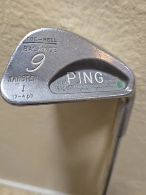 PING Karsten I Toe-Heel Balance 9 Iron RH Club Head Only Vintage Golf Green Dot - Image 1 of 4