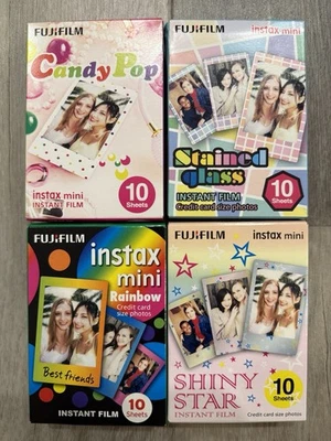 Fujifilm Instax Mini Film Rainbow Shiny Stained Glass Variety Packs Lot - Image 1 of 3