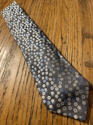 EUC Ted Baker London Shiny Geometric Floral Silk Tie USA Hand Tailored Necktie - Image 1 of 4