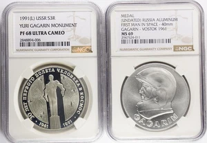 1991 USSR 30 Anniversary of First Manned Space Flight Medal Set NGC PF68UC/MS69 - Picture 1 of 8