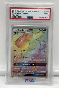 Pokémon SM Base Umbreon GX 2017 Secret Rainbow raro 154/149 PSA 9 como nuevo - Imagen 1 de 10