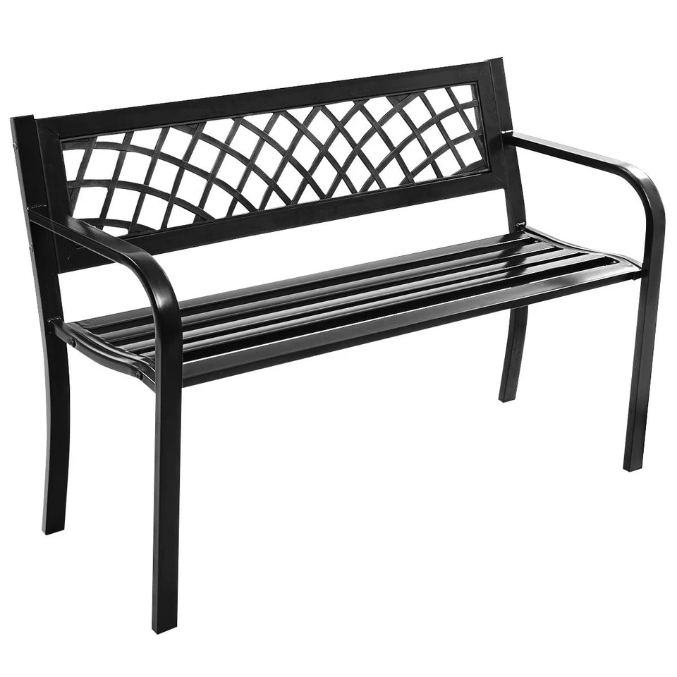 Outdoor Bench, Garden Bench with Iron Steel Frame, PVC Backrest, Mesh Pattern... Foto 1 de 1