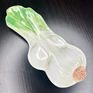 "Plato para servir verduras bulbo de ajo de cerámica italiana de colección 12"" pintado a mano Italia" - Imagen 1 de 6
