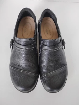 Clarks Shoes Womens 8 M Cheyn Madi Loafers Black Leather Slip On - Image 1 of 4