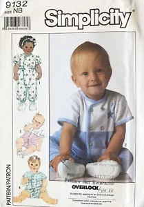 1980's Simplicity Babies' Rompers Pattern 9132 Size NB UNCUT - Picture 1 of 2