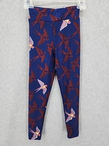 NEW LuLaRoe Kids Leggings Blue w/Bird Pattern S/M - Picture 1 of 6