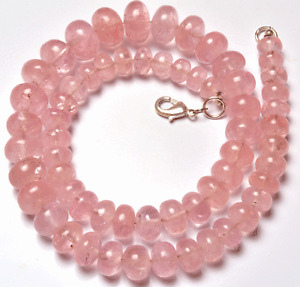 282.CT 16" ULTIMATE QUALITY MORGANITE SMOOTH RONDELLE SHAPE BEADS NECK 6- 13 MM