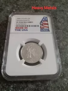 2000-S MASSACHUSETTS Silver Proof Quarter PF70 NGC USA LABEL NICE LOW PRICE!! - Picture 1 of 7