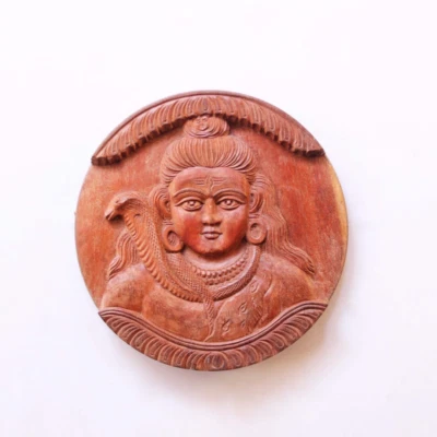 Estatua de Shiva de madera colgante de pared escultura templo talla decoración hindú antigua Foto 1 de 4