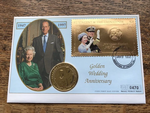 1997 Turks And Caicos Islands Golden Wedding Five Crowns Coin First Day Cover Cover
