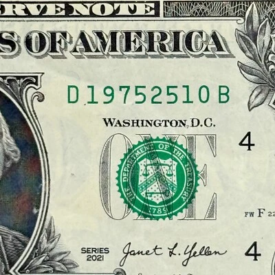 1975 25th of October 50th Birthday Dollar Bill Fancy Serial Number 50th Birthday - Image 1 of 3