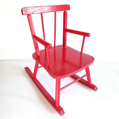 Child's or Display Rocking Chair Vintage Painted Wood Rustic Style 19.5" FREE SH Cover