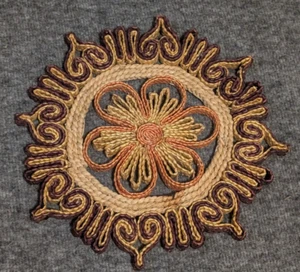 Vintage 7" Straw Raffia Rattan Woven Trivets Boho Woven Coiled Floral - Picture 1 of 10
