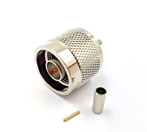 2pcs RF Connector N Male Crimp Teflon Insulation Nickel Plated Body LMR 100 - Picture 1 of 5