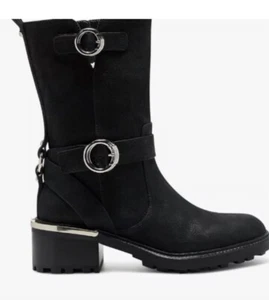 NEW VINCE CAMUTO KERIVINI MOTO BLACK LEATHER BOOTS 10 - Picture 1 of 10