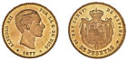 25 Gold Pesetas / Gold. Alfonso XII Madrid 1877* . UNC/UNC