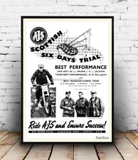 Scotish 6 day trial : vintage Motor cycling advertising , Poster reproduction.