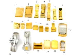 21 PCS OF ORIGINAL SWISS MADE Buckle GOLD COLOR FOR METAL BAND, 100% new . - Picture 1 of 5