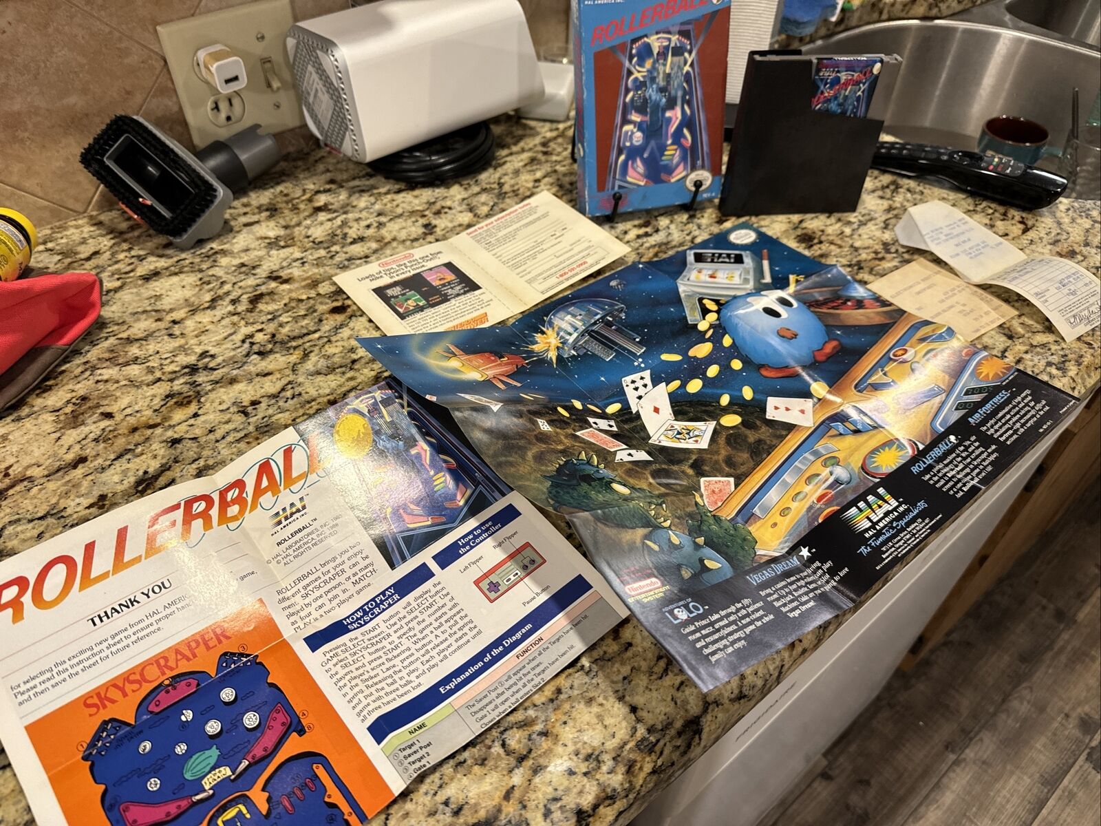 1989 Rollerball NES Nintendo Complete W/ Posters, Manual & Original Receipt RARE