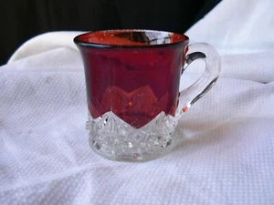 1894 Jefferson Glass Company EAPG Ruby Stain Diamond Peg Childs Mug - Picture 1 of 12
