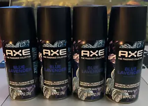 4 Cans Axe Fine Fragrance  Body Spray Blue Lavender Mint Amber 1oz travel size - Picture 1 of 6