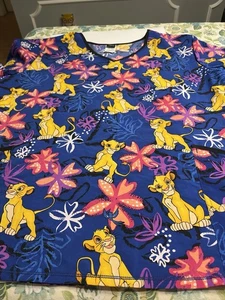 Disney Lion King Simba Women's V-Neck Short Sleeve Scrub Top Size 3X EUC LNC - Picture 1 of 11