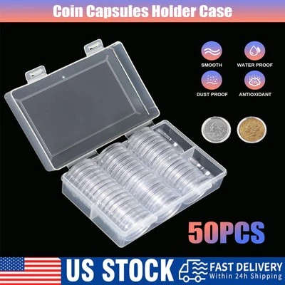 50 Direct Fit 38MM Airtight Holder Capsules for MORGAN PEACE IKE SILVER DOLLARS - Image 1 of 4