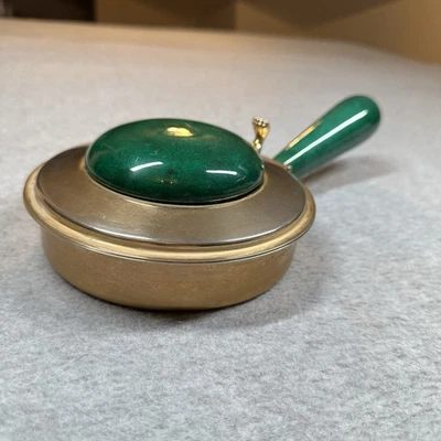 Aldo Tura Silent Butler Brass Green Malachite Goatskin Finish MCM 1950s NOTE - Image 1 of 4