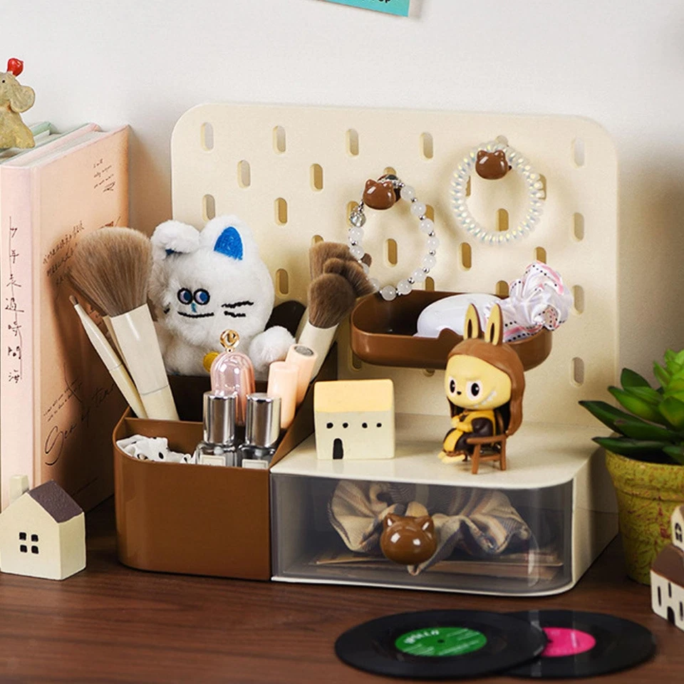 笔架台式机收纳盒便携式大容量女孩桌面存储盒 — 第 1/1 张图片
